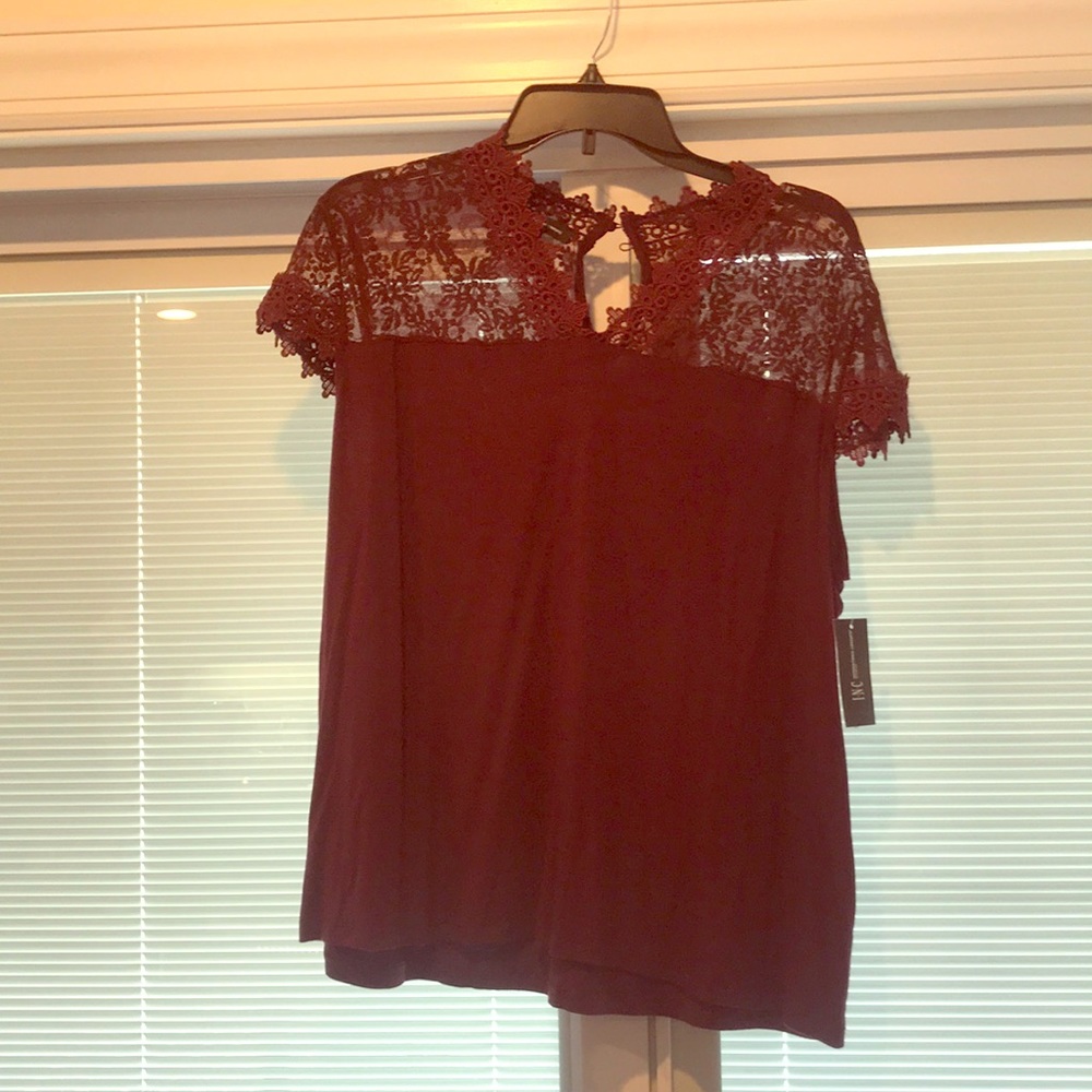 Burgundy short sleeve blouse